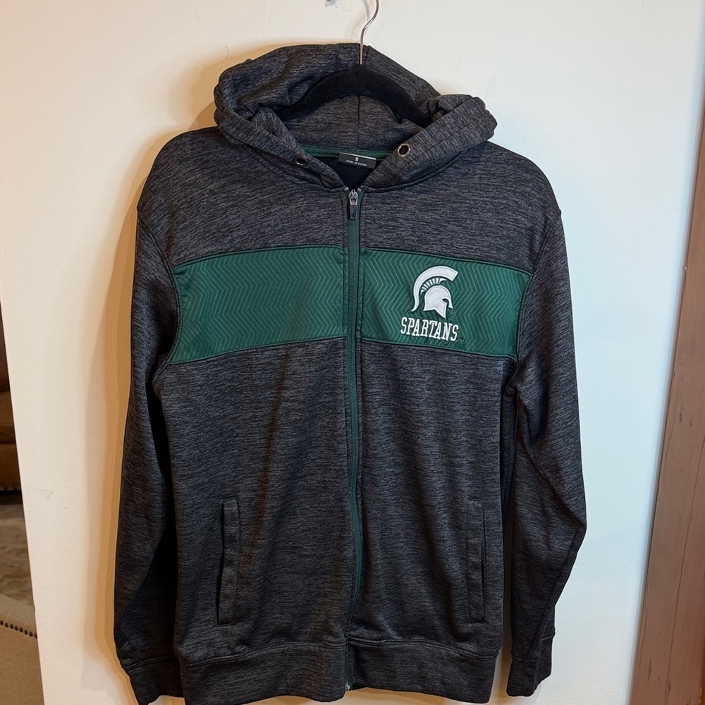 Colosseum Michigan State Spartans Black/Green Team Hooded Full Zip Sweatshirt, S